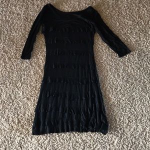 Black ruffle midi dress!